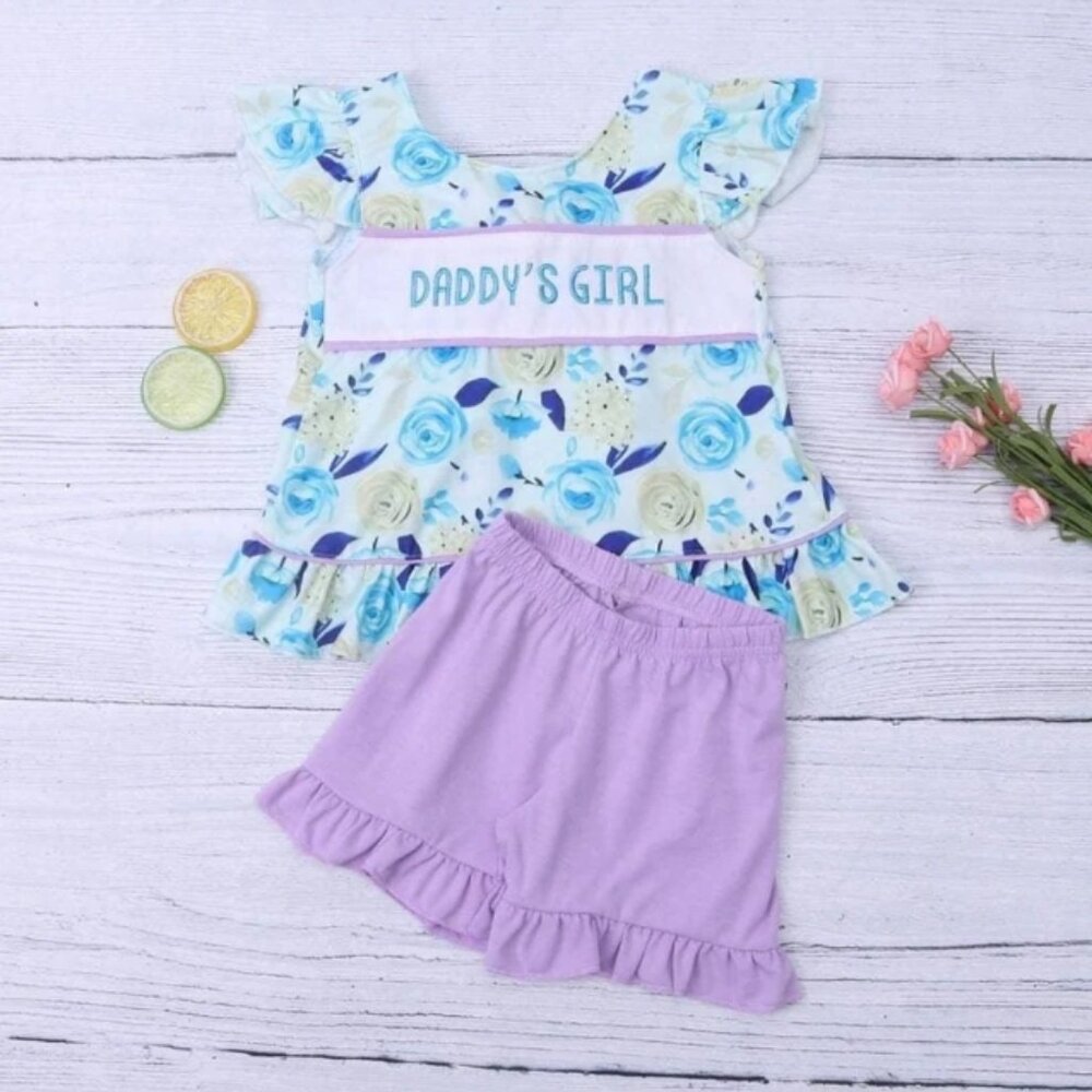Boutique Daddy's Girl Floral Tunic Dress & Shorts Outfit Set